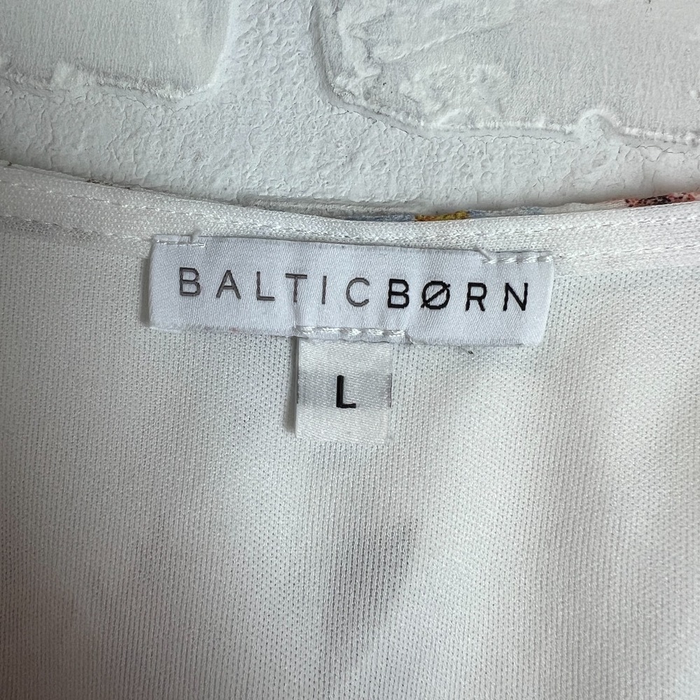 BALTIC BORN Maxi Dress Womens Large White Floral Belted‎ V-Neck Feminine Flowy L - Picture 12 of 16